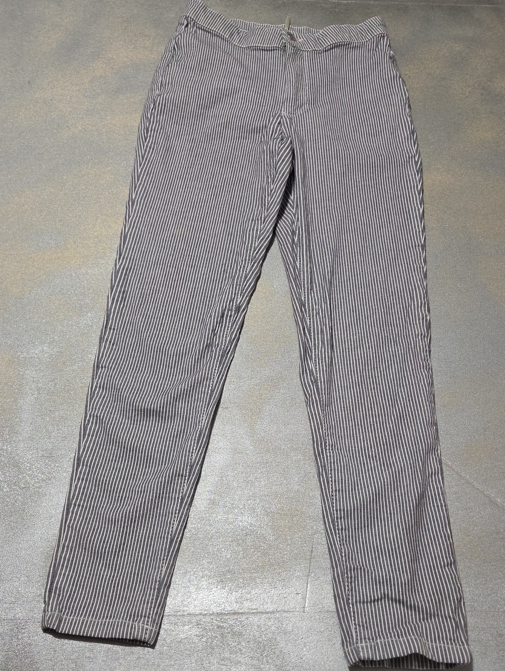Free People Black & White Pinstripe Straight-Leg Pants